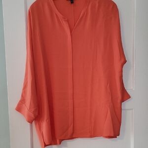 Eileen Fisher Silk Vibrant Orange Blouse